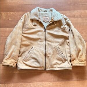 Vintage 90s Men's Tan Shearling Jacket